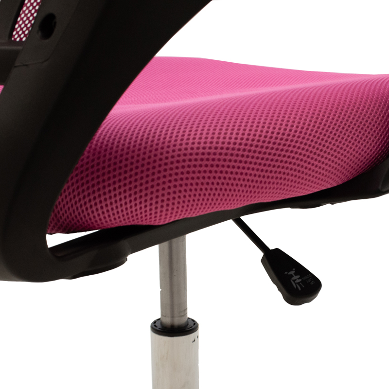 Berto II pakoworld recline office chair with mesh fabric in pink-black shade 60x48x85-95cm