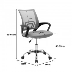 Berto II pakoworld recline office chair with mesh fabric in pink-black shade 60x48x85-95cm