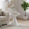 Side table Coozlin Inart white marble sintered stone and white metal D50x50cm