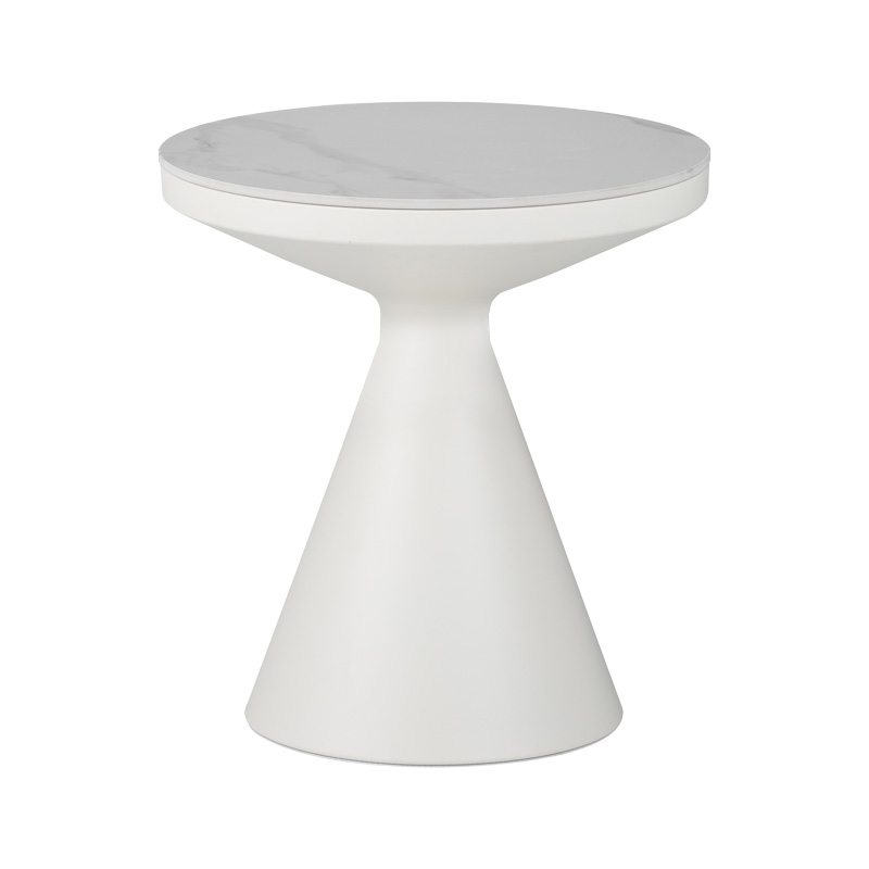 Side table Coozlin Inart white marble sintered stone and white metal D50x50cm