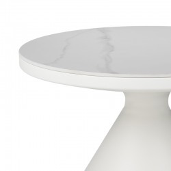 Coffee table Coozlin Inart sintered stone white marble metal with white metal D70x40cm Coffee table Coozlin Inart sintered stone white marble metal with white metal D70x40cm
