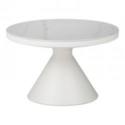 Coffee table Coozlin Inart sintered stone white marble metal with white metal D70x40cm Coffee table Coozlin Inart sintered stone white marble metal with white metal D70x40cm