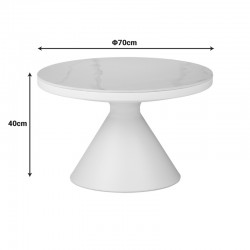 Coffee table Coozlin Inart sintered stone white marble metal with white metal D70x40cm Coffee table Coozlin Inart sintered stone white marble metal with white metal D70x40cm