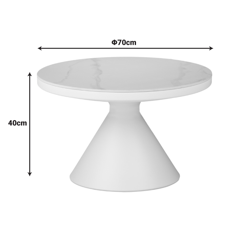 Coffee table Coozlin Inart sintered stone white marble metal with white metal D70x40cm Coffee table Coozlin Inart sintered stone white marble metal with white metal D70x40cm