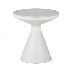Side table Coozlin Inart white marble with white metal Side table Coozlin Inart white marble with white metal