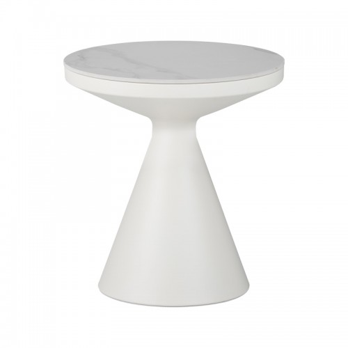 Βοηθητικά τραπέζια Coozlin Inart sintered stone σε απόχρωση λευκό μαρμάρου με λευκό μέταλλο