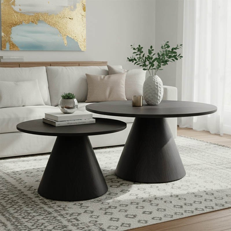 Donda pakoworld mdf metal coffee table set of 2 black