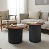 Dovel pakoworld mdf coffee table set of 2 walnut-black metal