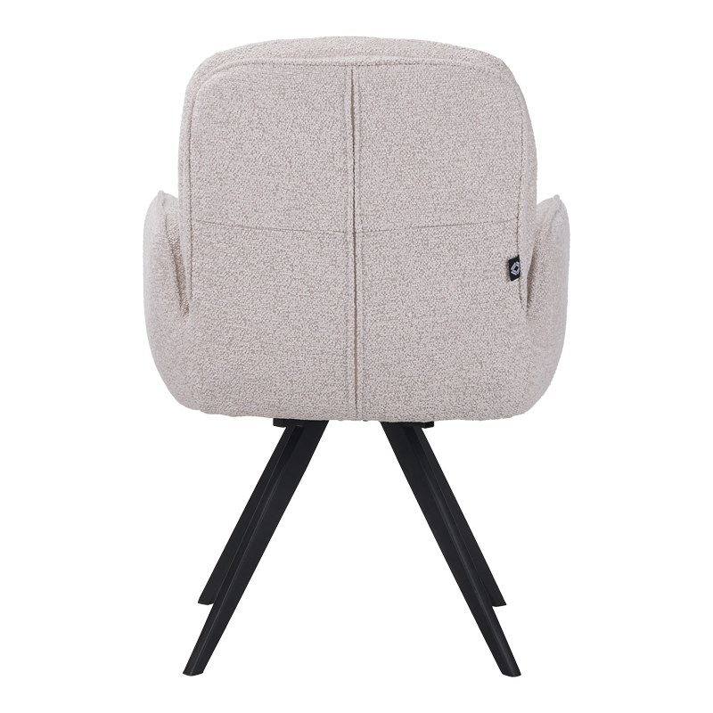 Πολυθρόνα περιστρεφόμενη Novo pakoworld ύφασμα λευκό μπουκλε-πόδια μαύρο μεταλλικό 65.5x60x90εκ