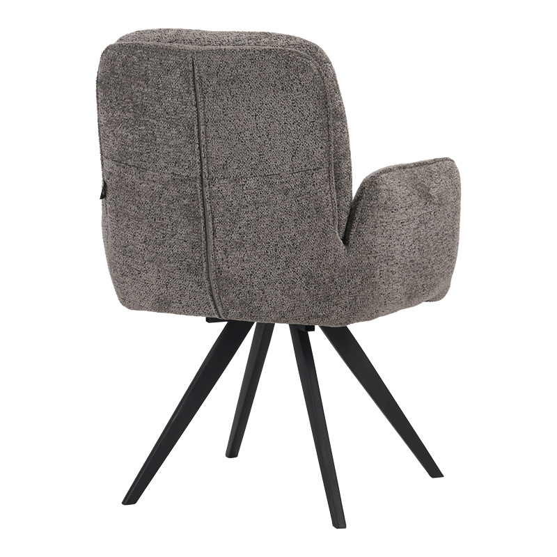 Πολυθρόνα περιστρεφόμενη Novo pakoworld ύφασμα ανθρακί μπουκλε-πόδια μαύρο μεταλλικό 65.5x60x90εκ