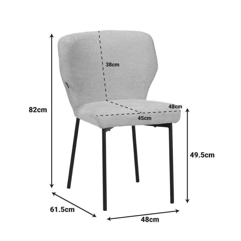 Καρέκλα Mavier pakoworld ύφασμα γκρι-μπεζ-πόδια μαύρο μεταλλικό 48x61.5x82εκ