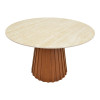 Τραπέζι Franzel pakoworld sintered stone σε όψη τραβερτίνας-mdf καρυδί Φ120x75εκ