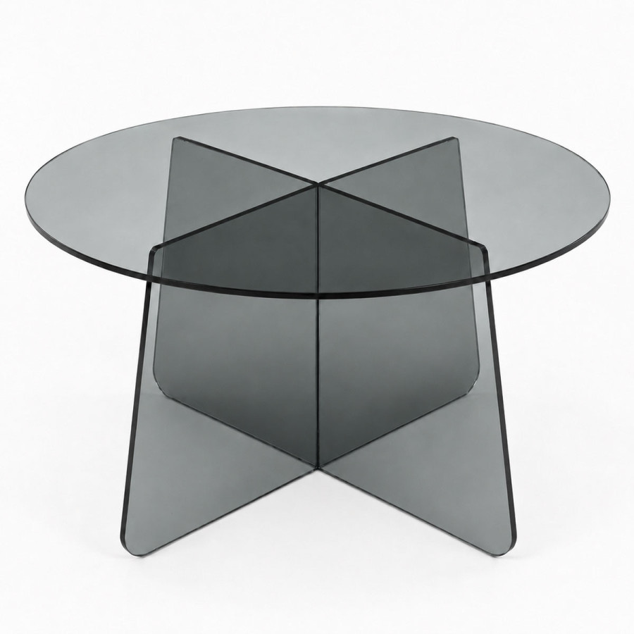 Coffee table Cleary pakoworld tempered anthracite 8mm glass D70x45cm