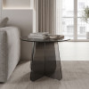 Τραπέζι βοηθητικό Cleary pakoworld tempered 8mm γυαλί ανθρακί Φ50x45εκ