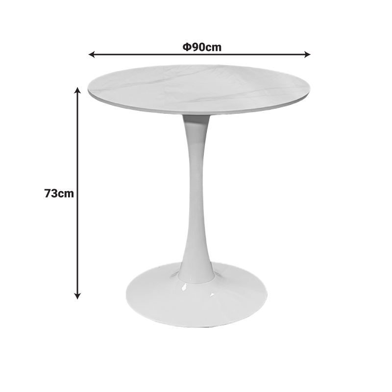 Balou pakoworld table sintered stone in white marble look-white metal base D90x73cm