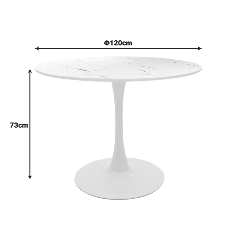 Balou pakoworld table sintered stone in white marble look-white metal base D120x73cm