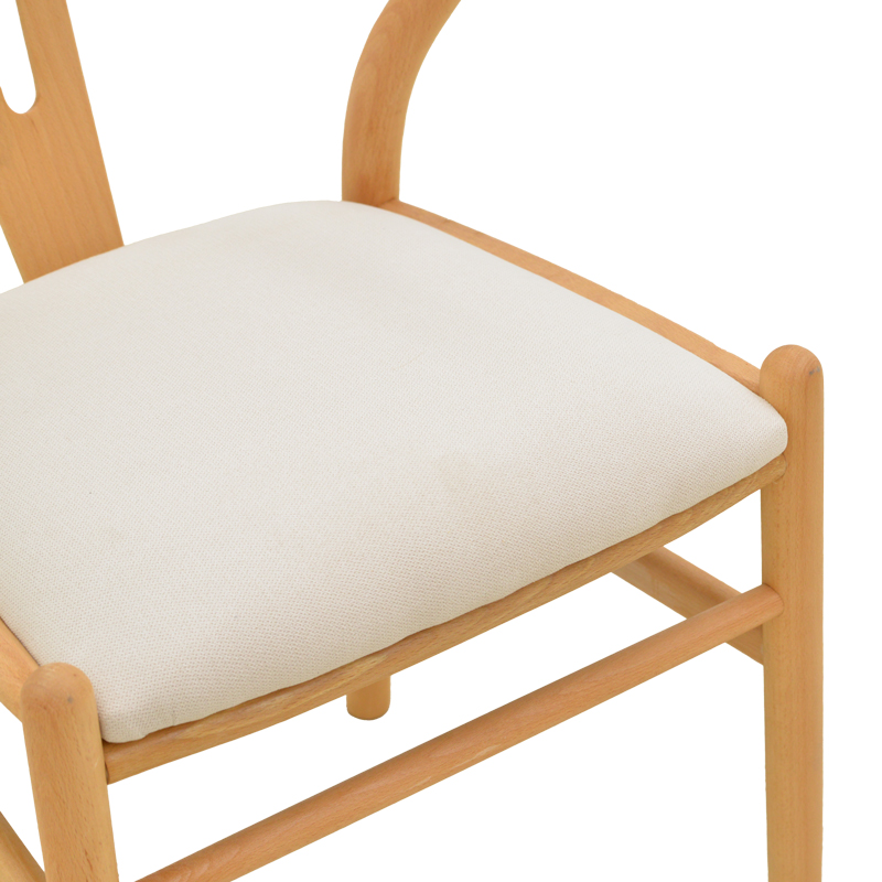 Καρέκλα Wishbone pakoworld rubberwood-ύφασμα σε φυσική-μπεζ απόχρωση 51x58x73εκ