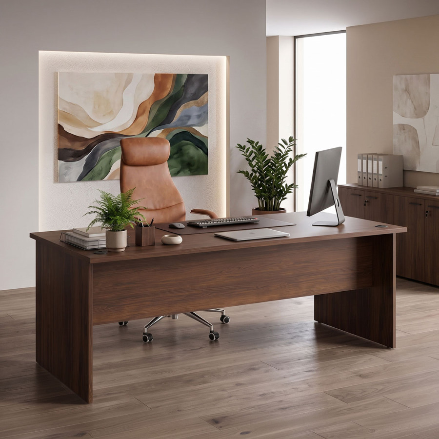 Γραφείο επαγγελματικό Fesialo pakoworld καρυδί 180x75x75εκ