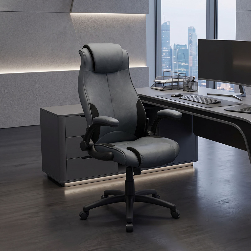 Manager office chair Bear pakoworld with pu grey antique-black colour
