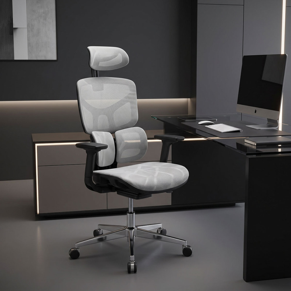 Director's office chair Karlo pakoworld white-black mesh fabric 72x70x112cm