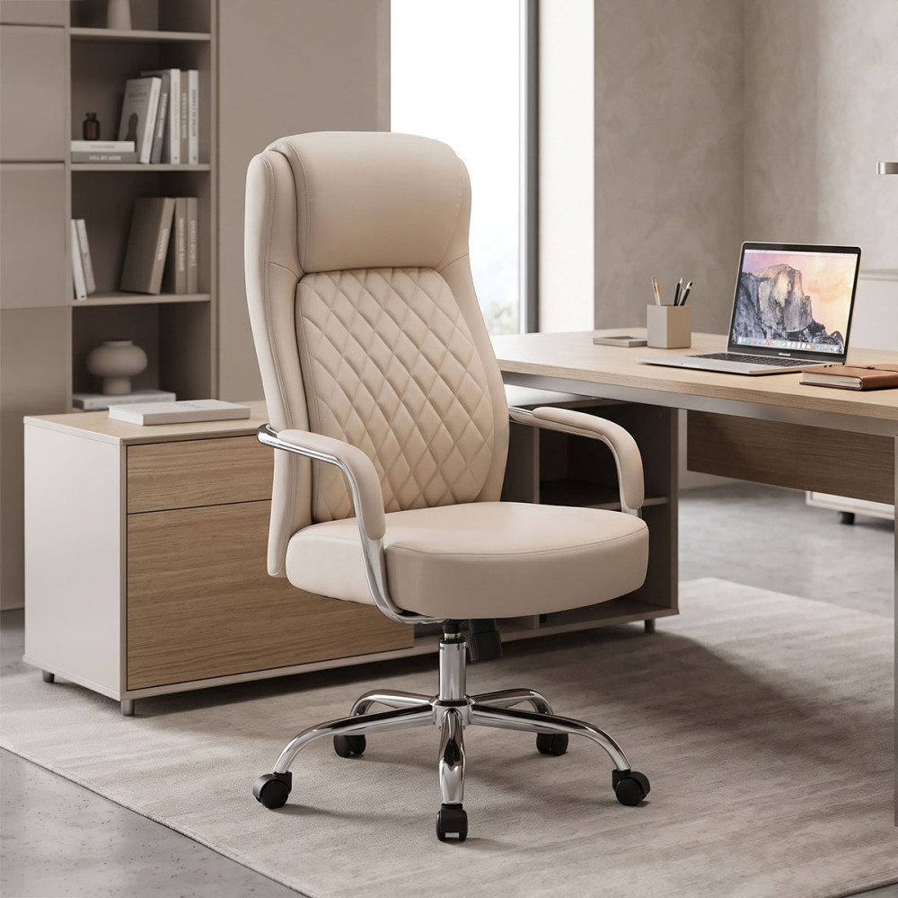 Manager office chair Rianda pakoworld beige pu 70x6x116-124cm