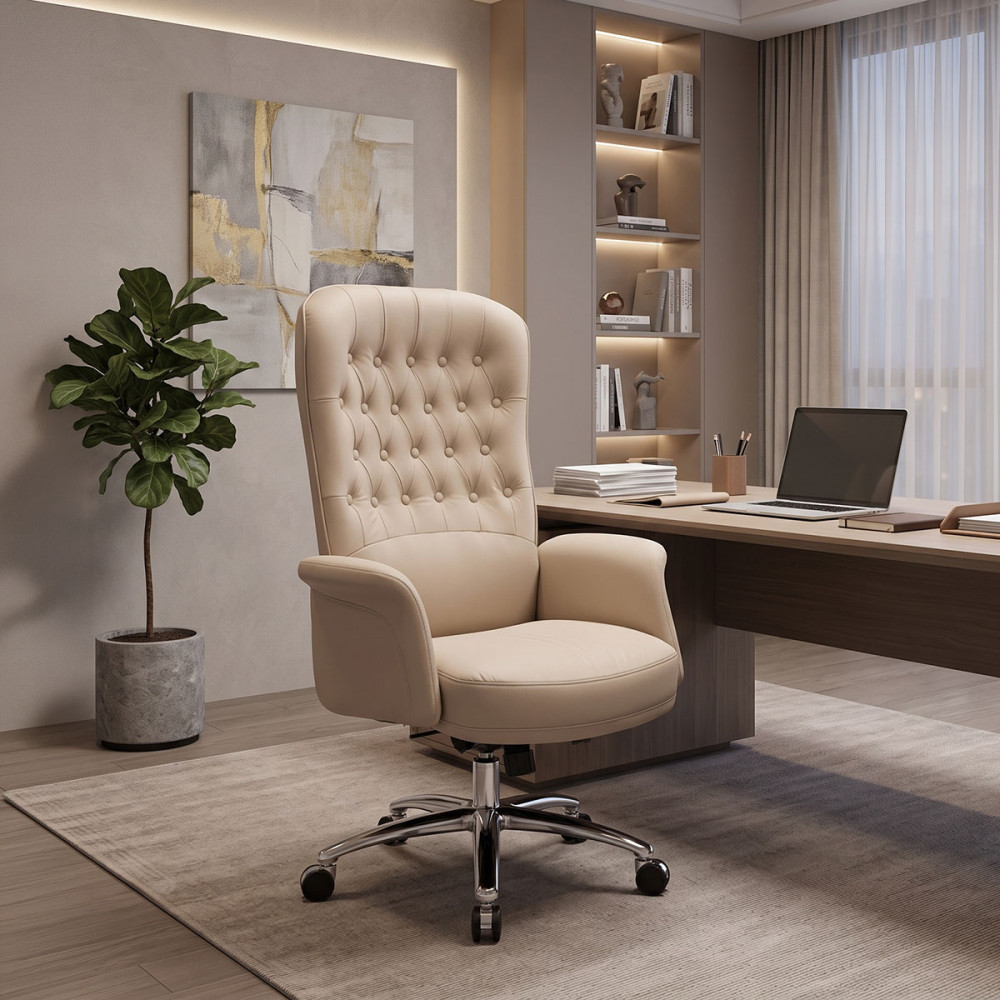 Manager office chair Kaline pakoworld beige pu 69x79x115-123cm