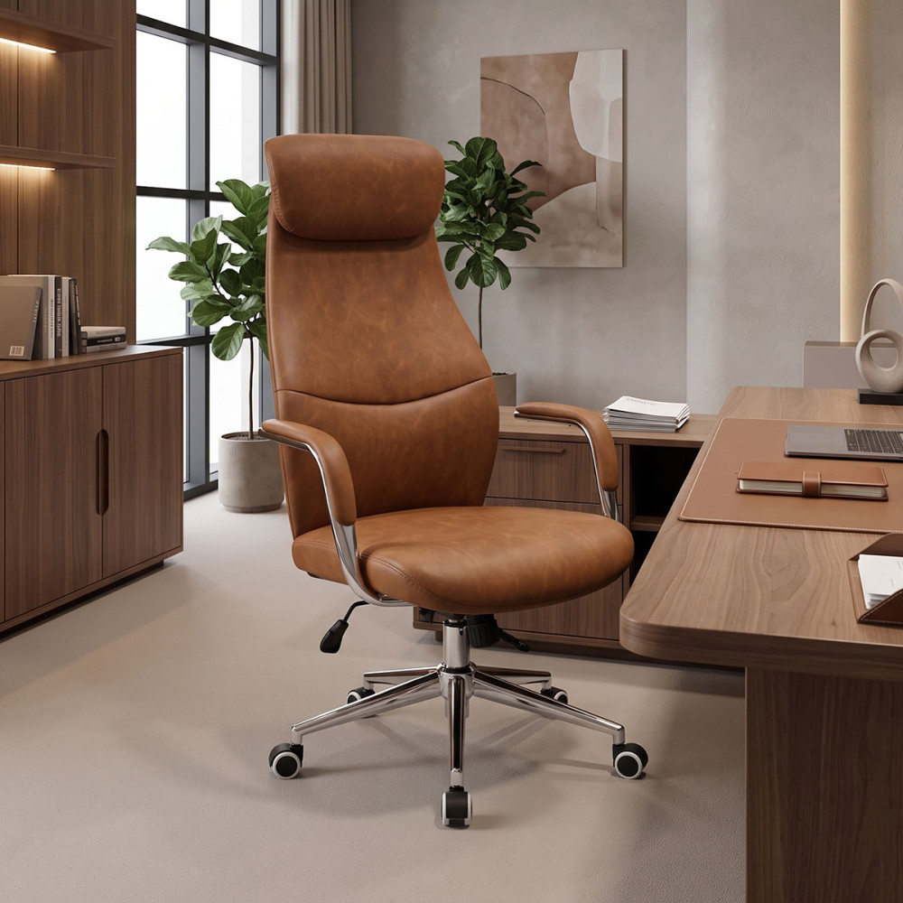 Manager office chair Ferka pakoworld brown pu 64x71x120-128cm
