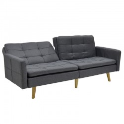 3 seater sofa-bed Flexible pakoworld fabric dark grey 198x87x76 3 seater sofa-bed Flexible pakoworld fabric dark grey 198x87x76