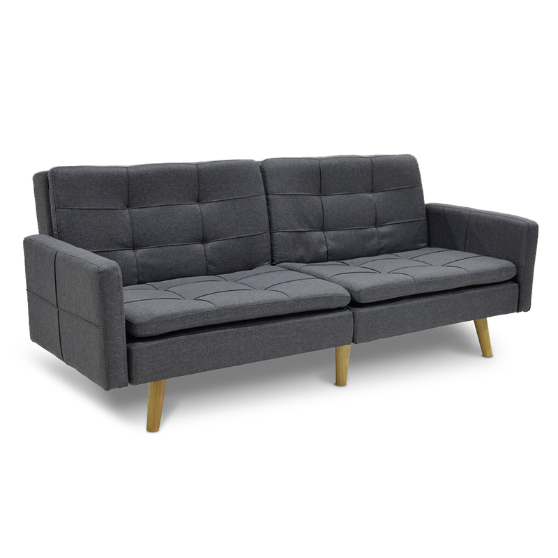 3 seater sofa-bed Flexible pakoworld fabric dark grey 198x87x76