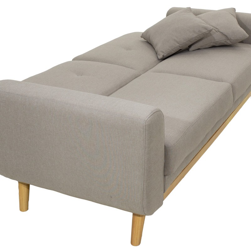 Καναπές-κρεβάτι Carmelo pakoworld με μπεζ-γκρι ύφασμα 214x80x86εκ