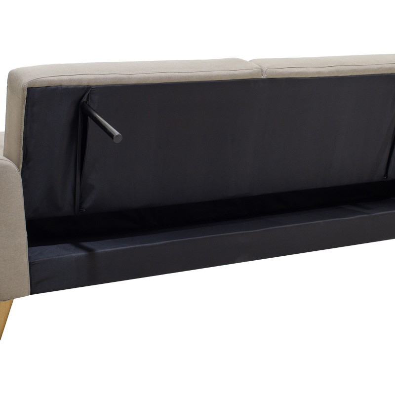 Καναπές-κρεβάτι Carmelo pakoworld με μπεζ-γκρι ύφασμα 214x80x86εκ