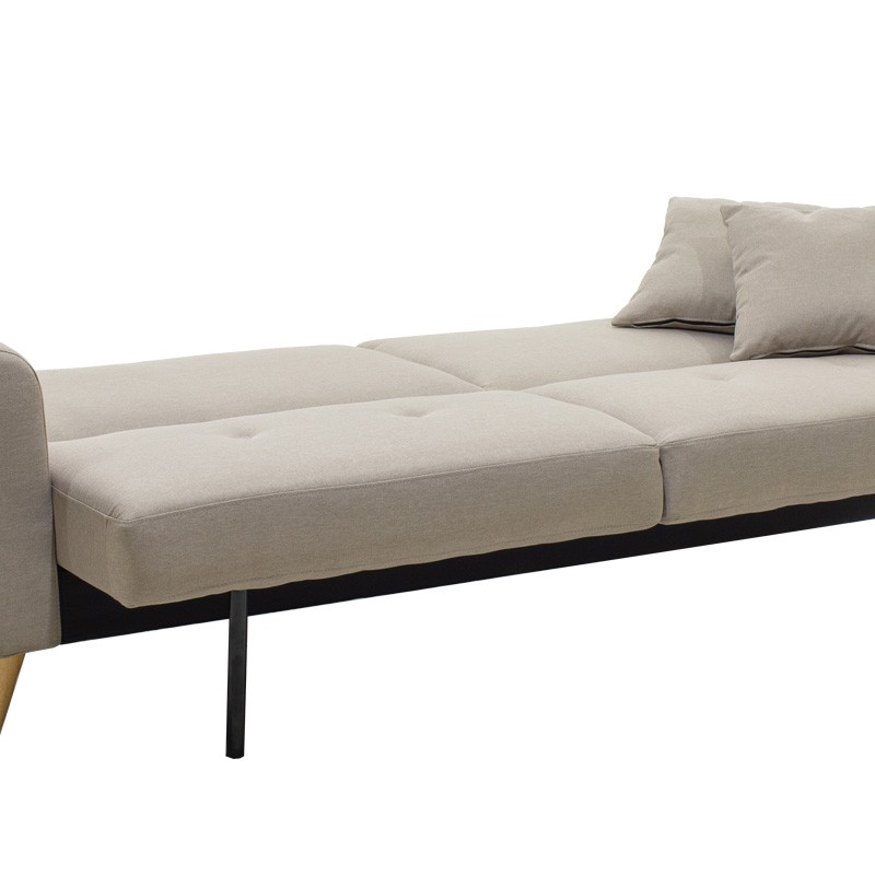 Καναπές-κρεβάτι Carmelo pakoworld με μπεζ-γκρι ύφασμα 214x80x86εκ