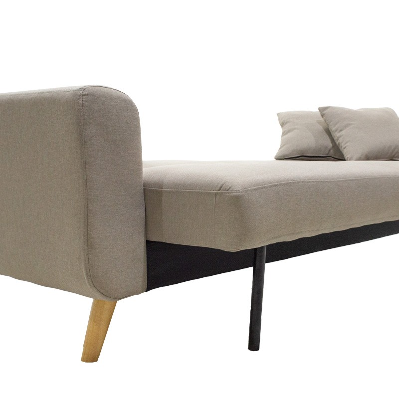 Καναπές-κρεβάτι Carmelo pakoworld με μπεζ-γκρι ύφασμα 214x80x86εκ