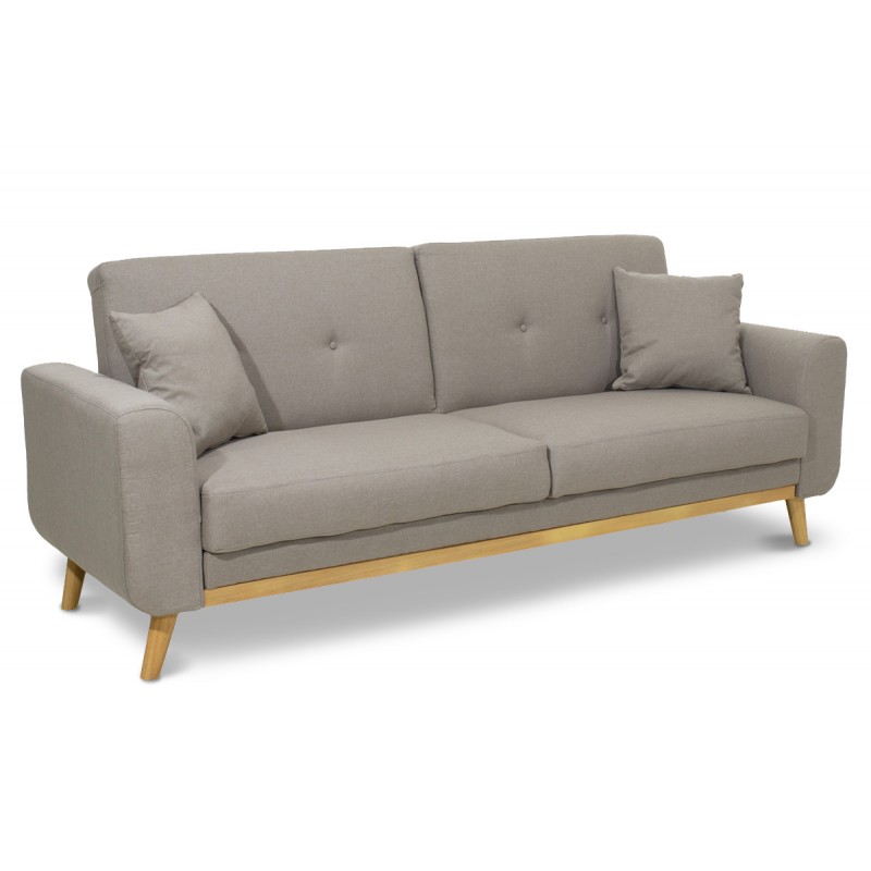 2 seater sofa-bed  Carmelo pakoworld fabric beige-grey 214x80x86 cm