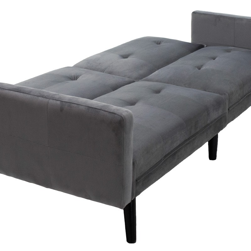 Καναπές γωνία-κρεβάτι με υποπόδιο Dream pakoworld γκρι-ασημί βελούδο 209x157x80εκ