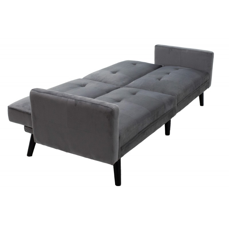 Sofa - bed Dream pakoworld with footstool velvet in grey-silver 209x157x80m