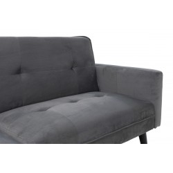 Sofa - bed Dream pakoworld with footstool velvet in grey-silver 209x157x80m