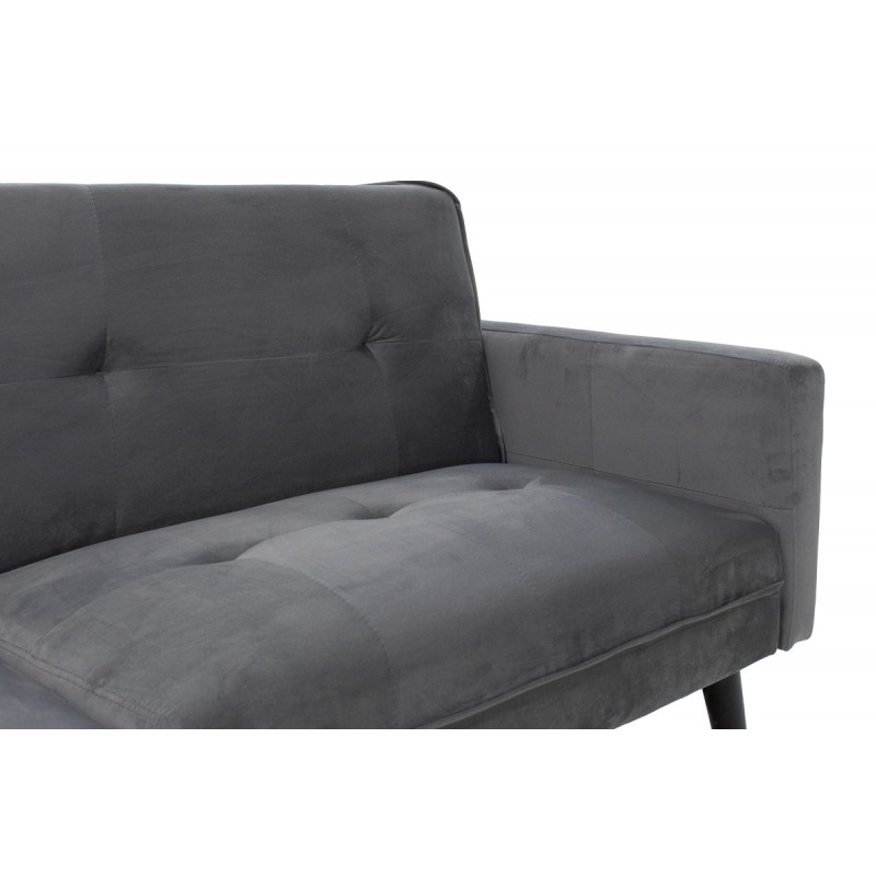 Sofa - bed Dream pakoworld with footstool velvet in grey-silver 209x157x80m