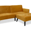 Sofa - bed Dream pakoworld with footstool velvet in yellow 209x157x80cm
