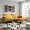 Sofa - bed Dream pakoworld with footstool velvet in yellow 209x157x80cm