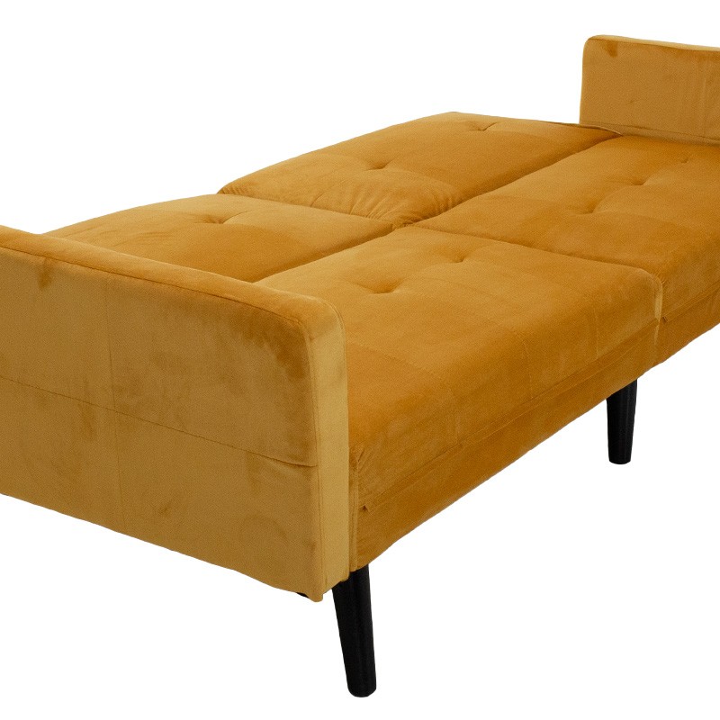 Καναπές γωνία-κρεβάτι με υποπόδιο Dream pakoworld κίτρινο βελούδο 209x157x80εκ