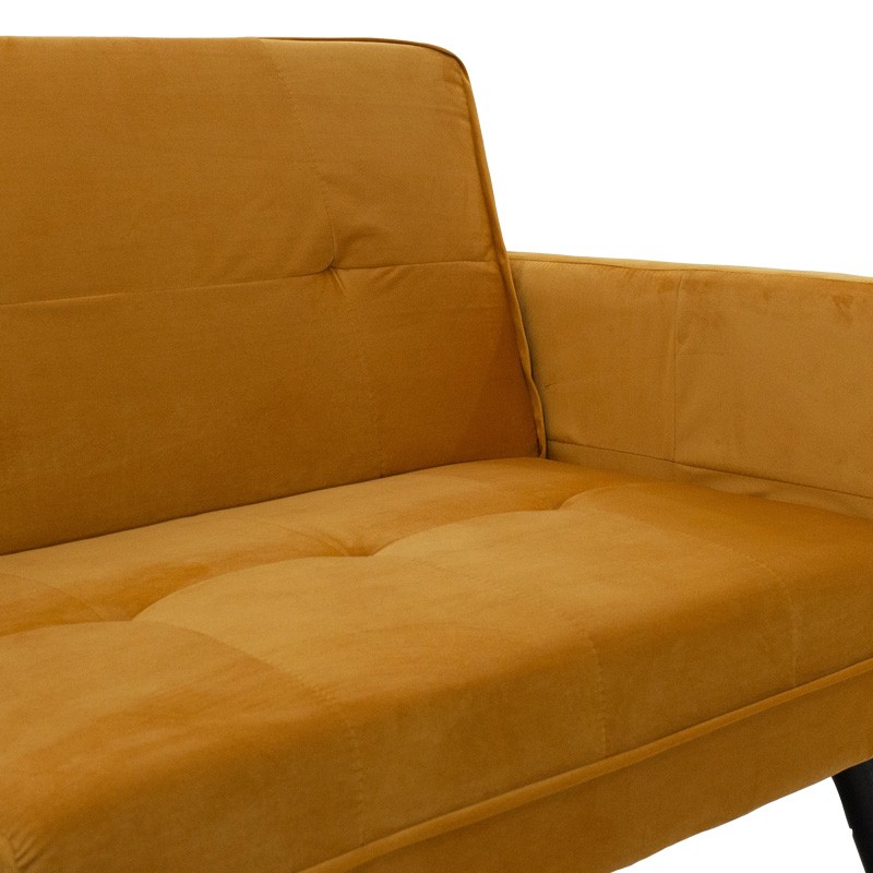 Καναπές γωνία-κρεβάτι με υποπόδιο Dream pakoworld κίτρινο βελούδο 209x157x80εκ