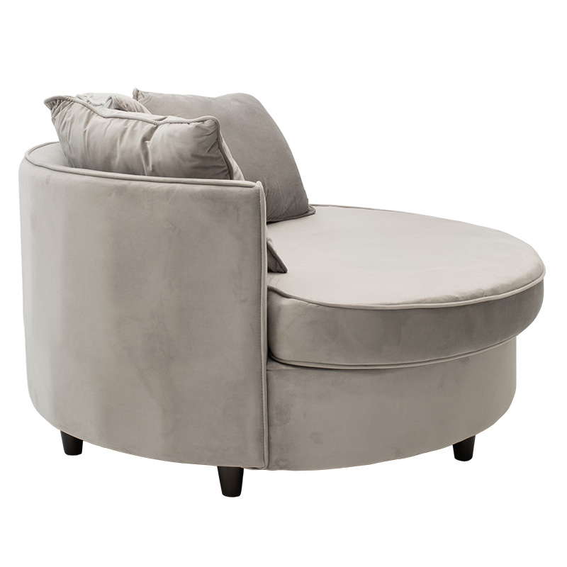 Armchair-sofa pakoworld sofa round in grey velvet 123x120x85cm Armchair-sofa pakoworld sofa round in grey velvet 123x120x85cm