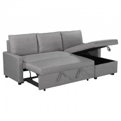Corner sofa-bed Infuse pakoworld with storage space grey fabric 203x130x88 cm Corner sofa-bed Infuse pakoworld with storage space grey fabric 203x130x88 cm
