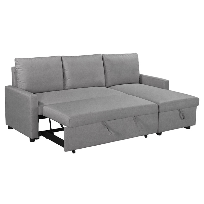 Γωνιακός καναπές κρεβάτι Infuse pakoworld με αποθηκευτικό χώρο γκρι ύφασμα 203x130x88εκ