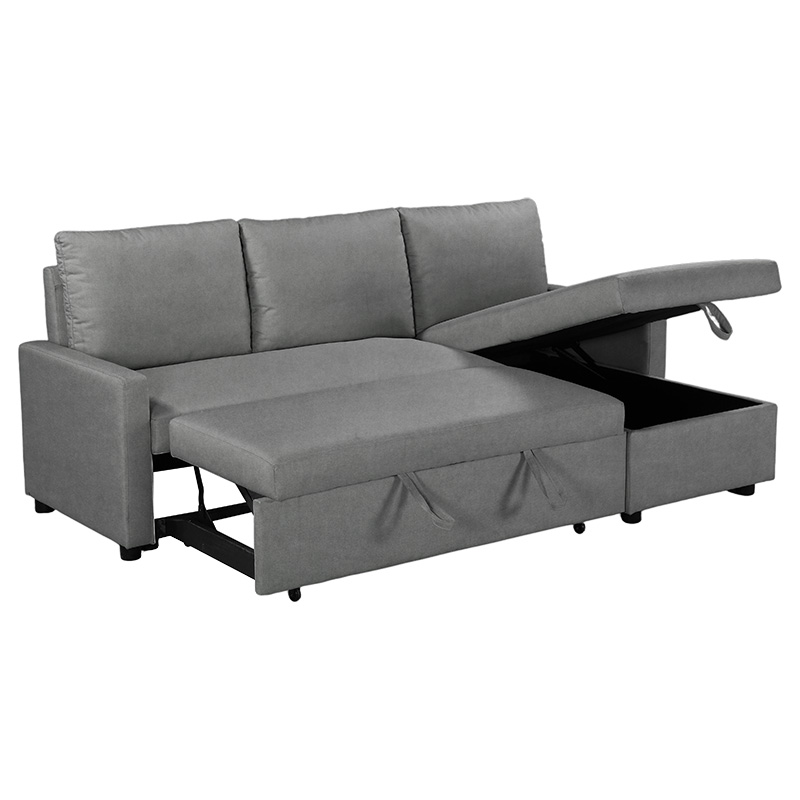 Γωνιακός καναπές κρεβάτι Infuse pakoworld με αποθηκευτικό χώρο με ανθρακί ύφασμα 203x130x88εκ