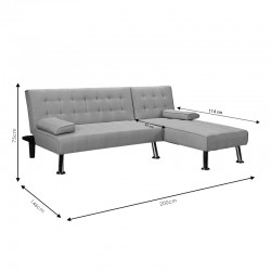 Γωνιακός καναπές-κρεβάτι αριστερή γωνία Brisk pakoworld καφέ-γκρι ύφασμα 200x146x75εκ