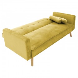 Καναπές-κρεβάτι Success pakoworld 3θέσιος κίτρινο βελούδο 190x80x84εκ