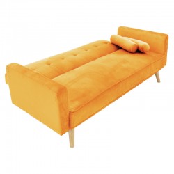 3 seater sofa-bed Success pakoworld yellow velvet 190x80x84cm 3 seater sofa-bed Success pakoworld yellow velvet 190x80x84cm
