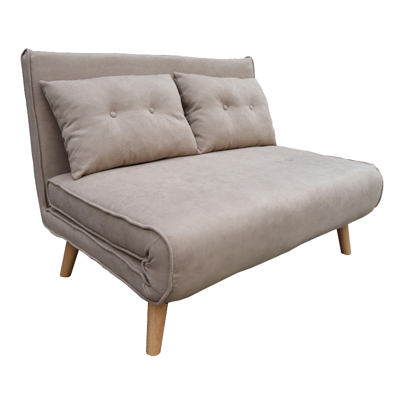 Josuane sofa-bed pakoworld two-seater beige fabric and natural wood leg 117x80x81cm Josuane sofa-bed pakoworld two-seater beige fabric and natural wood leg 117x80x81cm